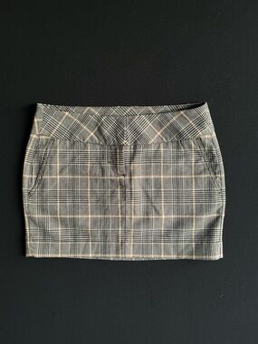 Express Plaid Mini Skirt in Black and Cream